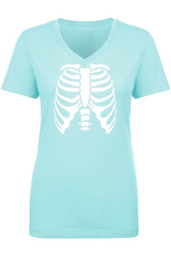 Skeleton Ribs Womens V-Neck T-Shirt