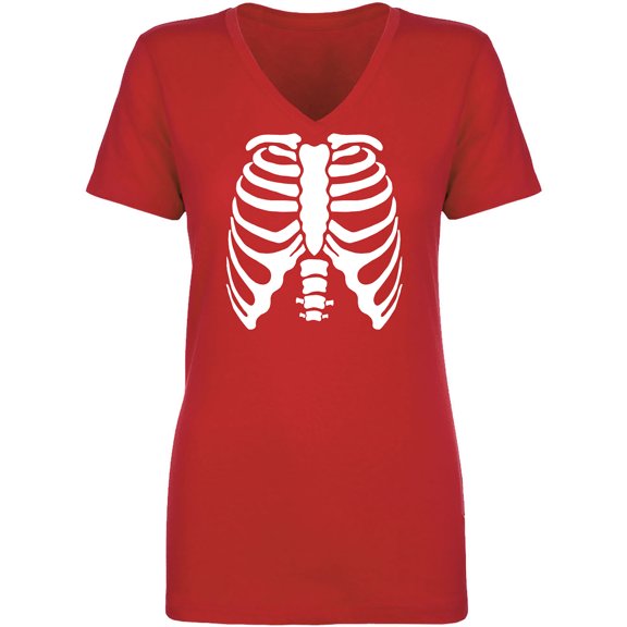 Skeleton Ribs Womens V-Neck T-Shirt