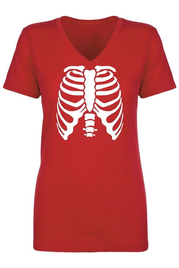 Skeleton Ribs Womens V-Neck T-Shirt