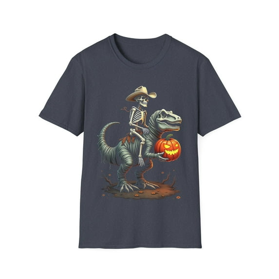 Skeleton Riding Dinosaur Halloween Pumpkin Ghost Witch TShirt