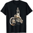 thumbnail image 1 of Skeleton Riding Motorcycle Halloween Costume Biker Rider T-Shirt, 1 of 3