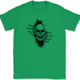 thumbnail image 1 of Skeleton Ripping T-Shirt Funny Skull Halloween Trippy Graphic Gift Tee - Green, S, 1 of 1