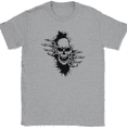 thumbnail image 1 of Skeleton Ripping T-Shirt Funny Skull Halloween Trippy Graphic Gift Tee - Heather Grey, S, 1 of 1