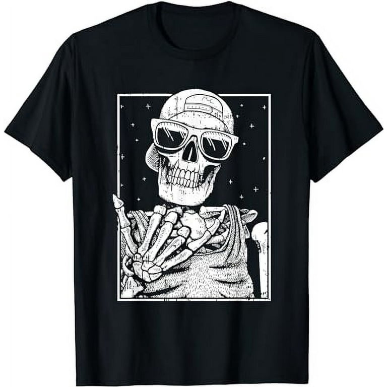 Trendy Halloween Skeleton Rocker Graphic Costume T Shirt Trendy Halloween Skeleton Rocker Graphic Costume T Shirt