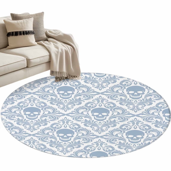 Round Rug Natural Abstract Skeleton Round Rug 3.3ft Area Rug Washable Soft Non-Slip 3.3' Circle ...