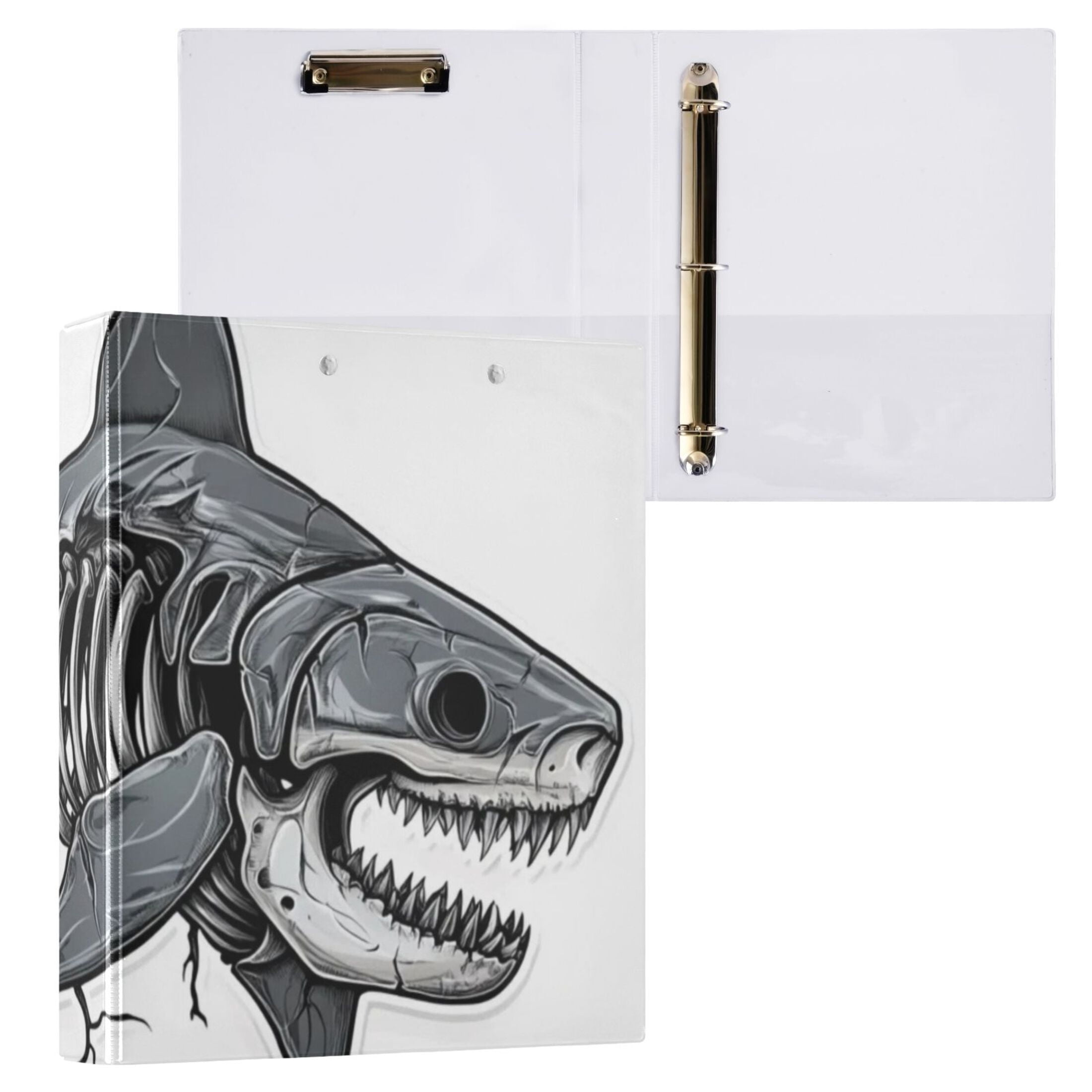 Skeleton Shark 3 Ring Binders 1.5 inch Hardcover File Folders with ...