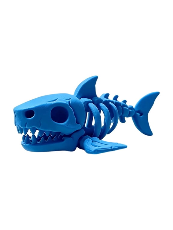 Skeleton Shark Figurine, Fully Articulated Ocean Animal Model With Movable Joints And Keychain Design, 3D Printed Collectible Ornament For Desktop Decoration Gift And Hobby Display
