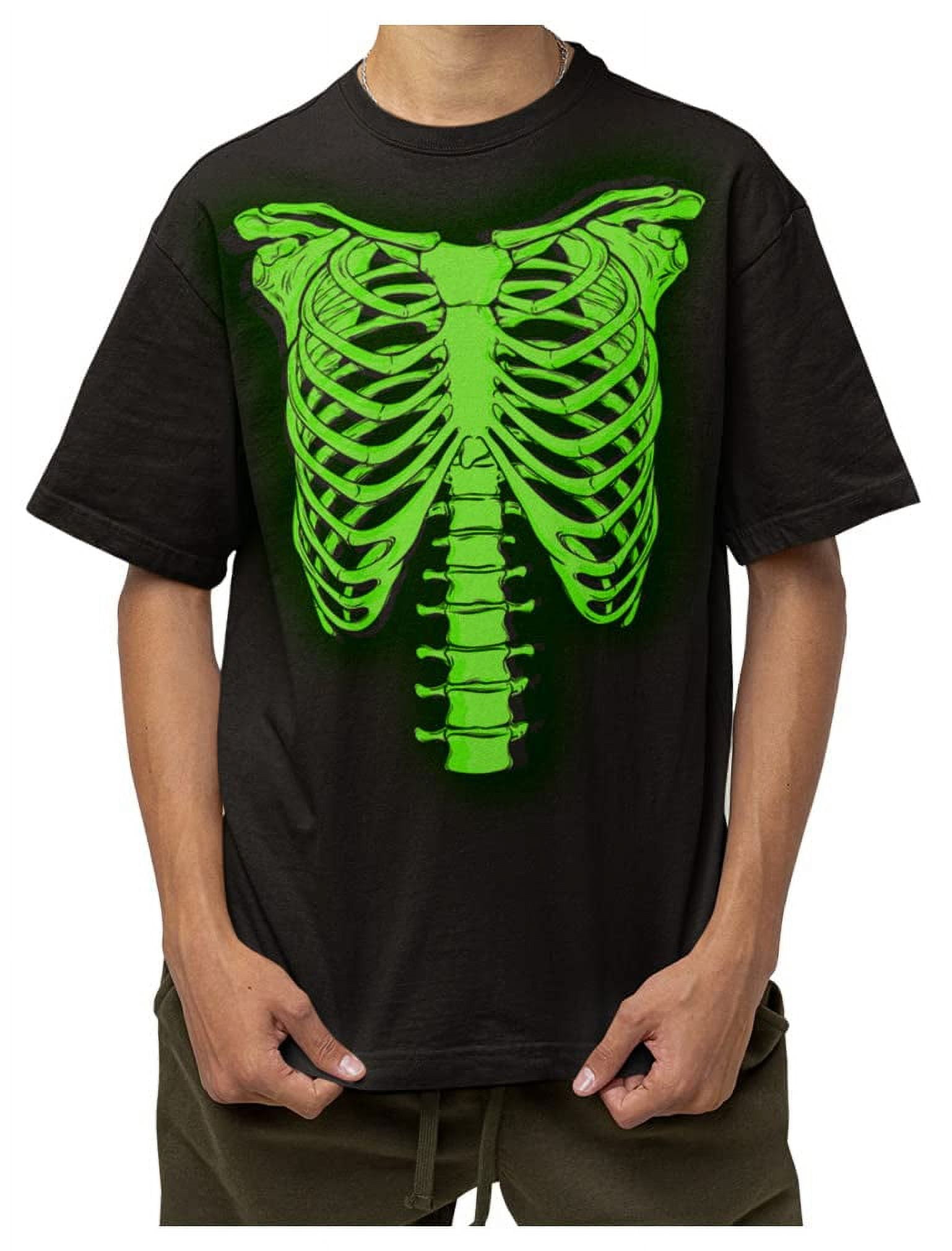 Skeleton Shirt Glow in The Dark Rib Cage Mens Halloween Shirts