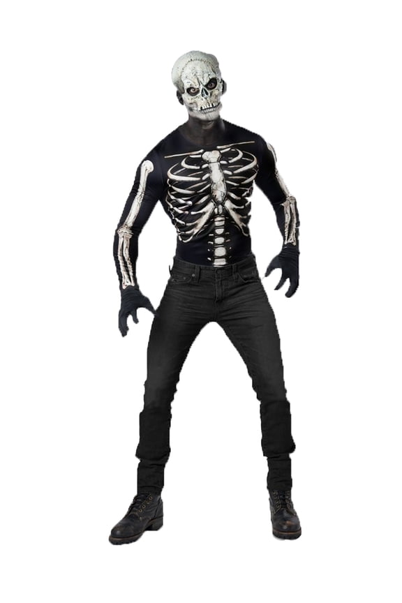 Skeleton Shirt and Mask Adult Mens Instant Costume M/L