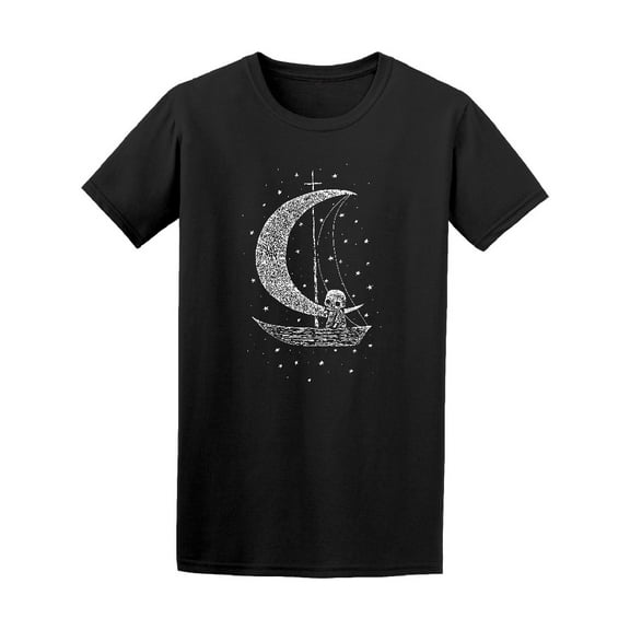 Skeleton Sitting Boat With Moon T-Shirt Men -Image by Shutterstock, Male x-Large