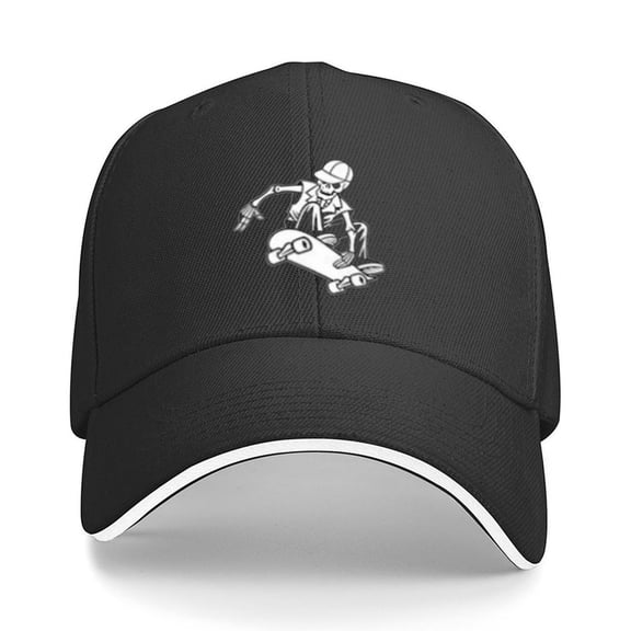 Skeleton Skateboard Print Baseball Cap Adjustable Strap for Running Workouts and Outdoor Activities All Seasons,Adult One Size Fits All