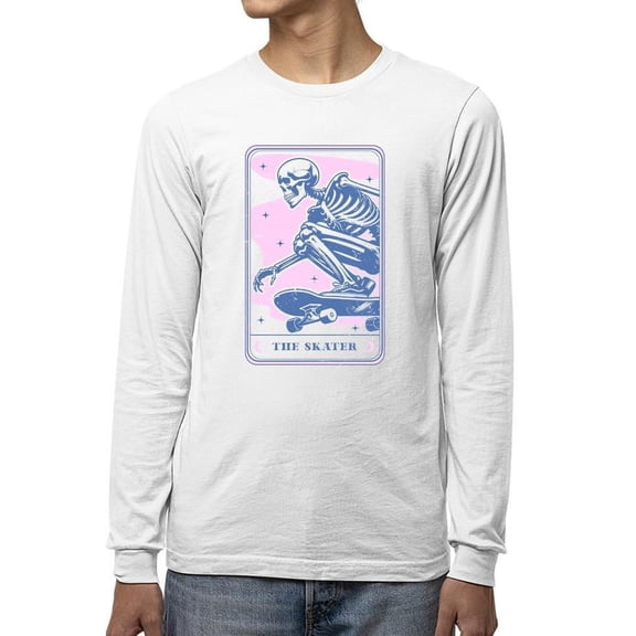 Skeleton Skater Halloween Street Graphic - Men's Long Sleeve
