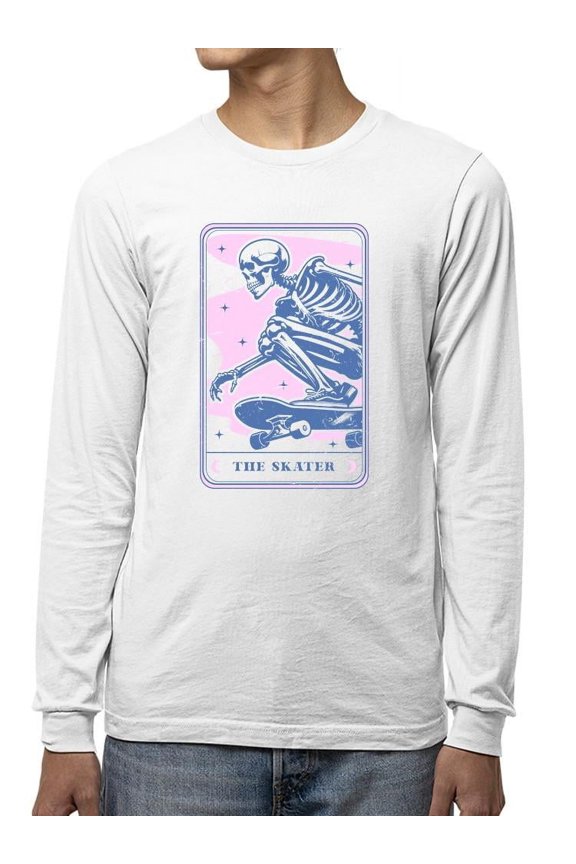 Skeleton Skater Halloween Street Graphic - Men's Long Sleeve