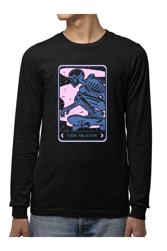 Skeleton Skater Halloween Street Graphic - Men's Long Sleeve