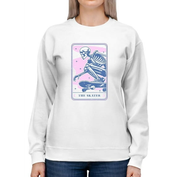 Skeleton Skater Halloween Street Graphic - Women's Sweatshirt