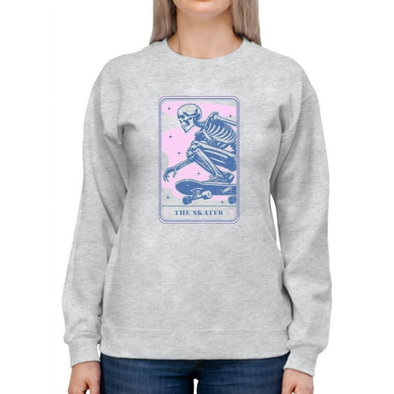 Skeleton Skater Halloween Street Graphic - Women's Sweatshirt