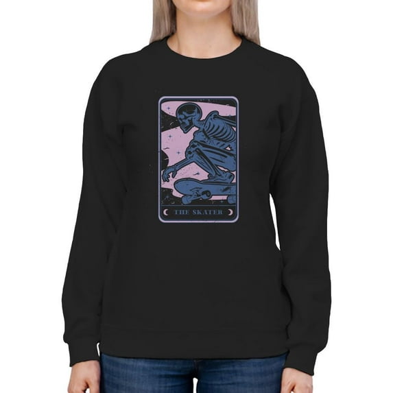 Skeleton Skater Halloween Street Graphic - Women's Sweatshirt