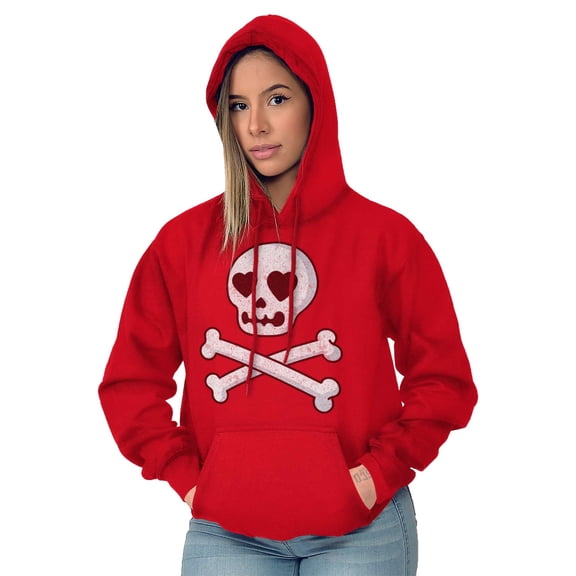Skeleton Skull Crossbone Heart Symbol Hoodie Sweatshirt Women Brisco Brands M