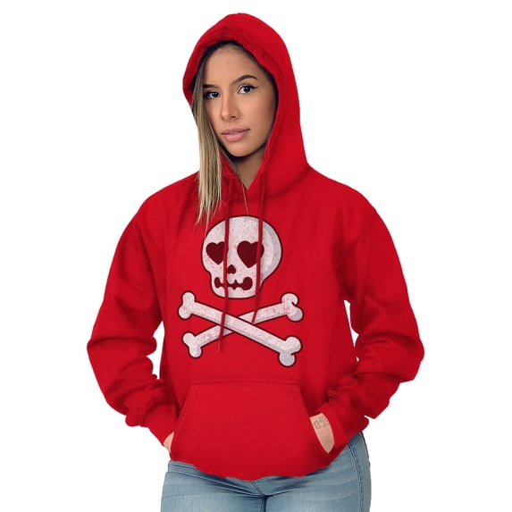Skeleton Skull Crossbone Heart Symbol Hoodie Sweatshirt Women Brisco Brands M