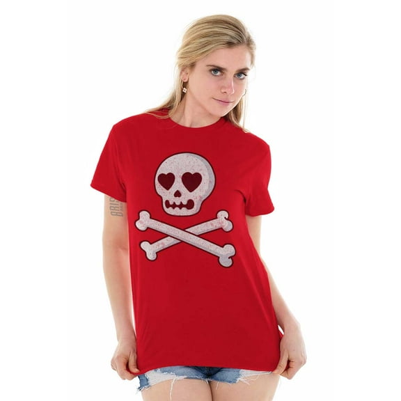 Skeleton Skull Crossbone Heart Symbol Women's Graphic T Shirt Tees Brisco Brands X