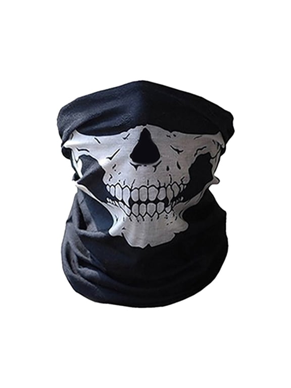 Skeleton Skull Face Mask Neck Gaiter – Seamless Magic Headscarf for Halloween Riding – Breathable Microfiber Balaclava for Skiin,One Size,White