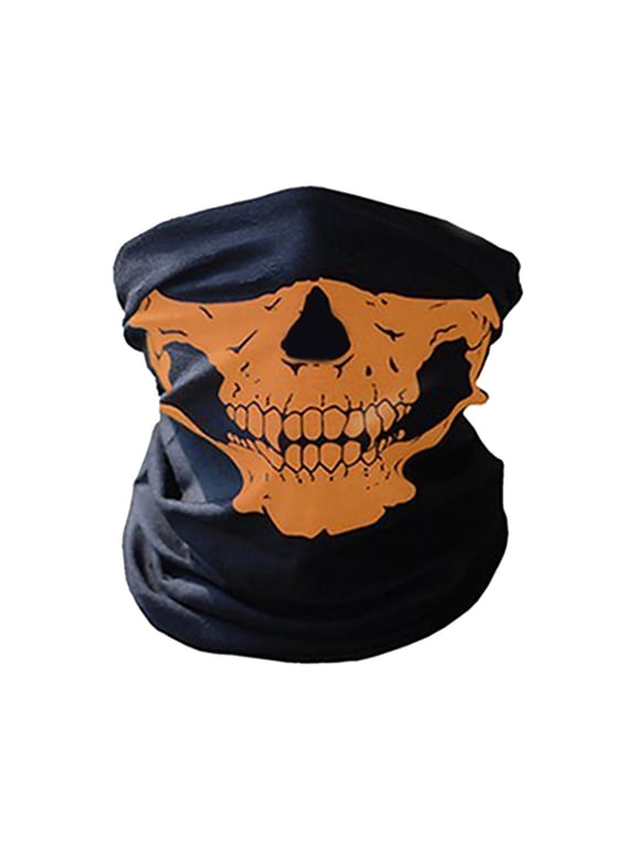 Skeleton Skull Face Mask Neck Gaiter – Seamless Magic Headscarf for Halloween Riding – Breathable Microfiber Balaclava for Skiin