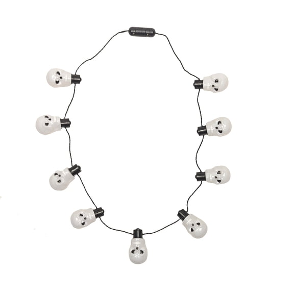 Skeleton Skull Glow In Dark LED Necklace Light Up Halloween Costume Flashing Jewelry Party Supplies