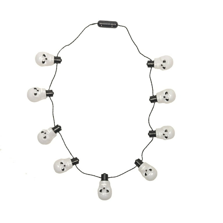 Glow Dark Skull LED Light Up Necklace Halloween Costume Jewelry Party Supplies Glow Dark Skull LED Light Up Necklace Halloween Costume Jewelry Party Supplies