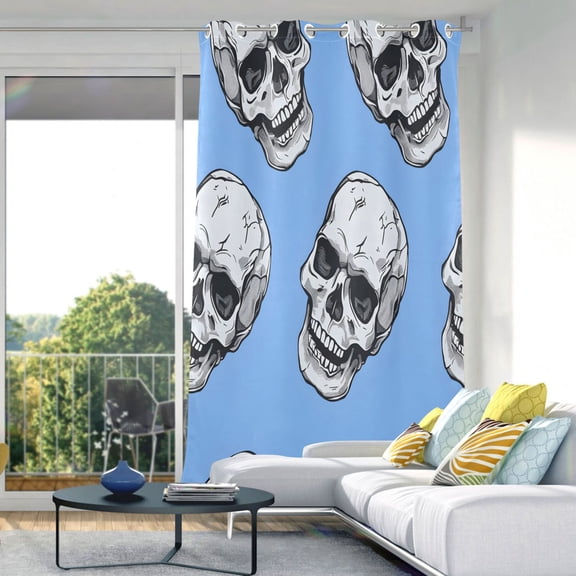 Skeleton Skull Head Blackout Curtains 84"x42" Thermal Insulated Curtain 1 Panel