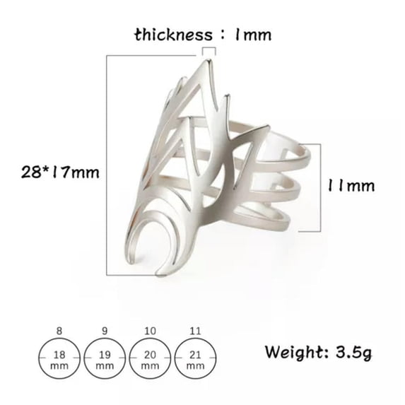 Skeleton Skull Neo-Gothic Crescent Moon Ring Stainless Steel Chic Punk Vintage