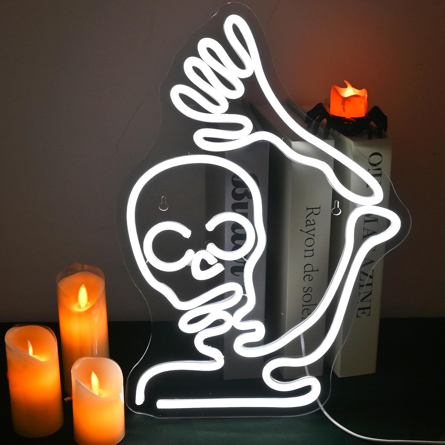 Halloween Tombstone Neon Sign - Creepy Ghost LED Wall Light For Party Decor & Backdrop