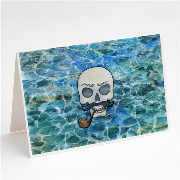 Skeleton Skull Pirate Greeting Cards & Envelopes - Pack of 8