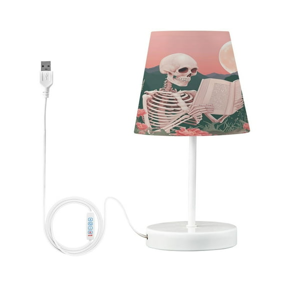 Skeleton Skull Read Book Desk Lamp LED Table Nightstand Lamps with 3 Color Temperatures for Home Bedroom Living Room Decor 6x11