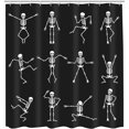 thumbnail image 1 of Skeleton Skull Shower Curtain Funny Dance Halloween Dancing Cartoon Fun Joints Party Vintage Shower Curtain Sets with 12 Hooks, Eco-Friendly, No Odor Rust Proof Grommets, Black, 1 of 6