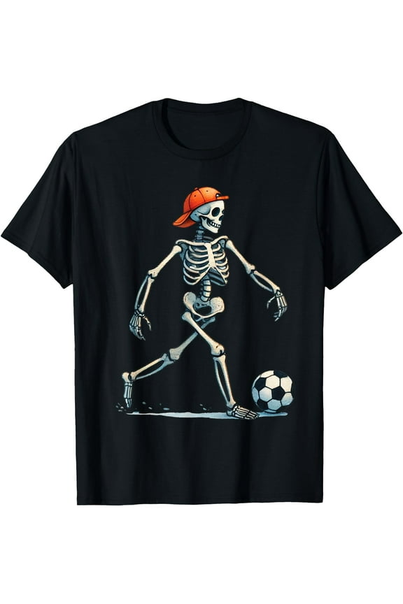 Skeleton Soccer Halloween Costume Funny Men Boys Kids Tee T-Shirt