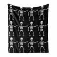 thumbnail image 1 of Skeleton Soft Flannel Fleece Throw Blanket, Simple Monochrome Pattern of Pointing Funny Spooky Halloween, Cozy Plush for Indoor and Outdoor Use, 60" x 80", Charcoal Grey and White, by Ambesonne, 1 of 6