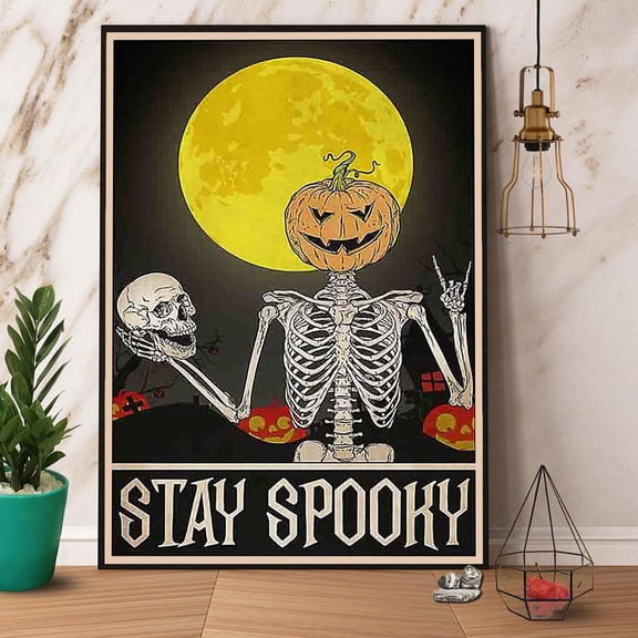Skeleton Stay Spooky Halloween Paper Poster No Frame Matte Wall Art Decor 11 x 17 Inch Poster