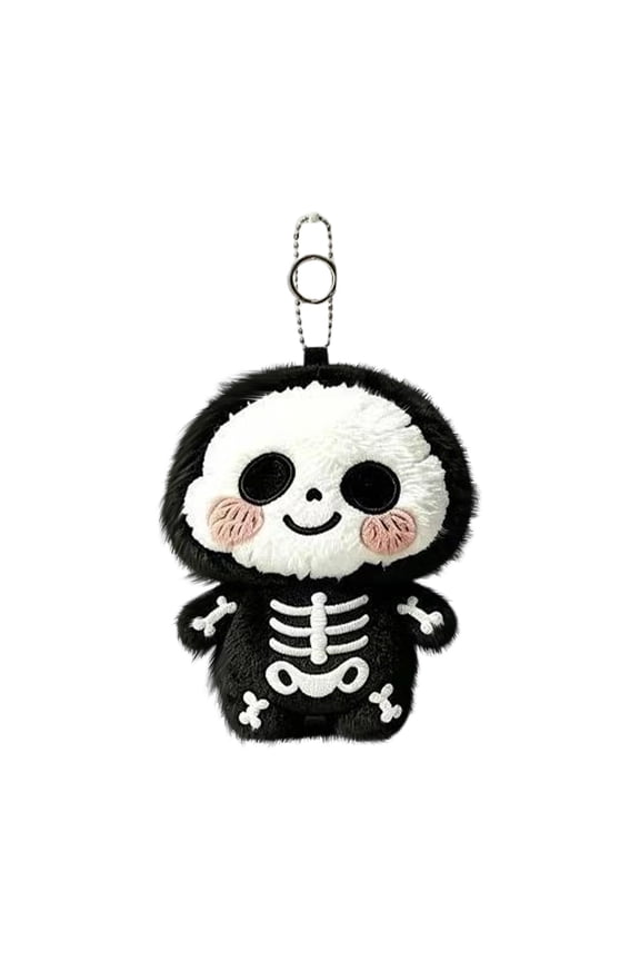 Skeleton Stuffed Animal, 3.54 in Black Ghost Baby Plush Keychain, Halloween Plush Toys for Bag Decor and Gift Giving (Black)