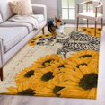 thumbnail image 1 of Skeleton with Sunflower Area Rugs 3x5 ft Retro Sheet Music Funny Washable Rug Non Slip Indoor Carpet Absorbent Floor Mat for Living Room Bedroom Dining Room, 1 of 9