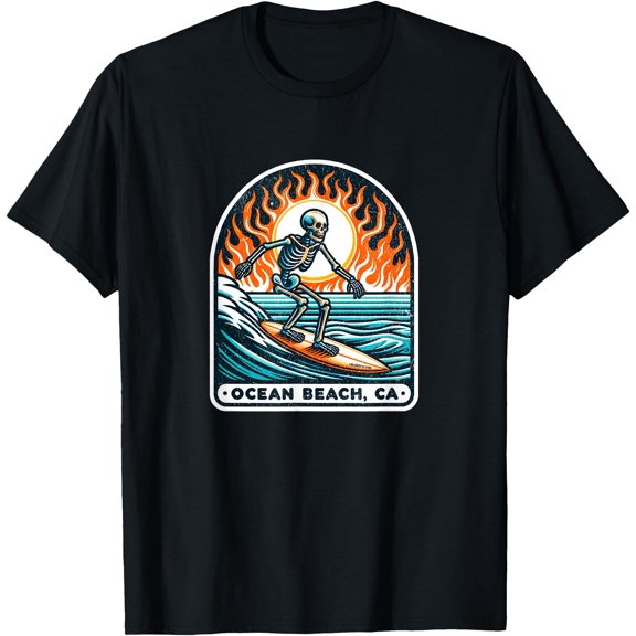 Skeleton Surfer Ocean Beach San Diego California Ob T-Shirt Unisex T-Shirt