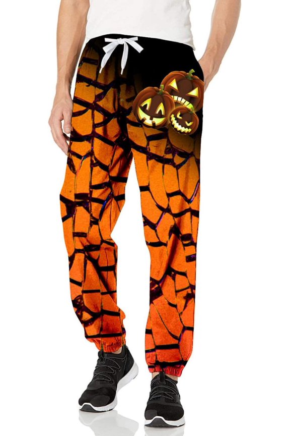 Skeleton Sweatpants for Men's Halloween Sweatpants Skull Print Lounge Bottoms with Pockets(A)