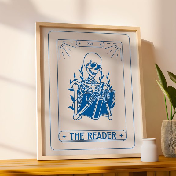 Skeleton Tarot Card The Reader Celestial Poster