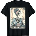 thumbnail image 1 of Skeleton The Crocheter Mom Tarot Card Knitter Crochet Lover T-Shirt, 1 of 2