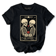 thumbnail image 1 of Skeleton The Lovers T-Shirt, Tarot Card Gothic Moon Phases Rose Tee, 1 of 6
