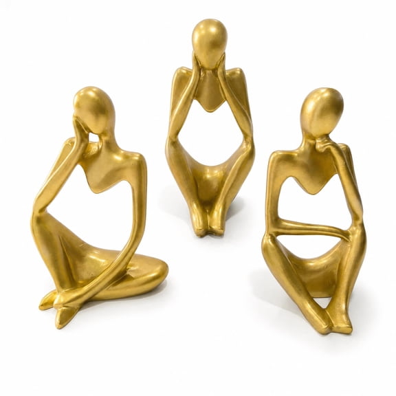Skeleton Thinker Decor Set of 3, Resin Gothic Figurines for Home Decor, Aesthetic Skull Shelf Decor, Halloween Decorations for Home, Bookshelf & Office Accents