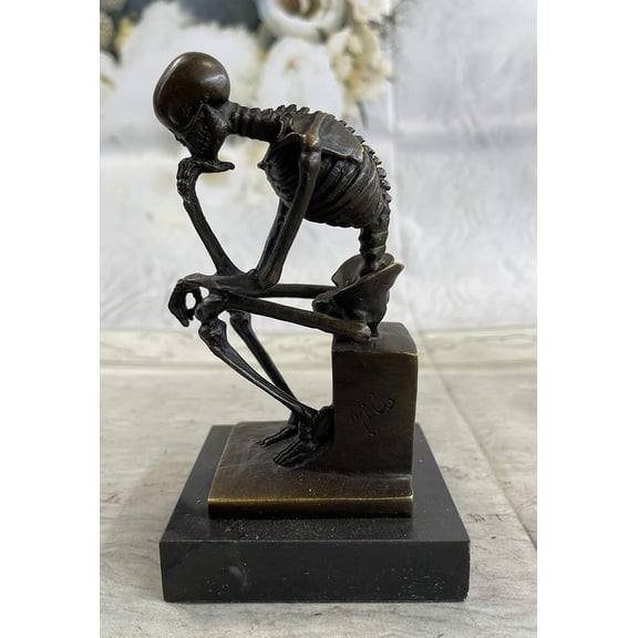 Skeleton Thinker MD Nurse Anatomy Student Prof Bronze Marble Statue Art Deco Hot Cast Figure