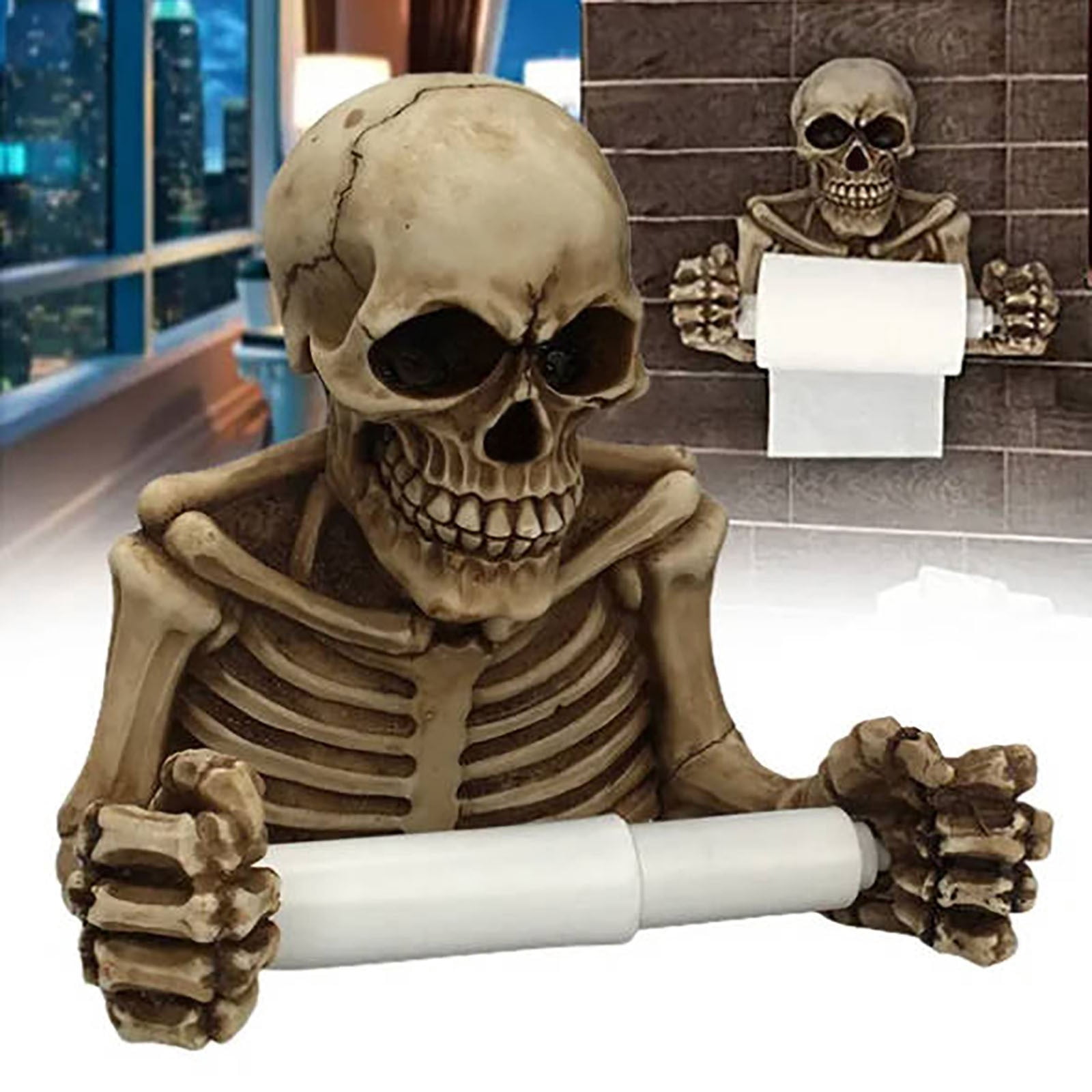 Skeleton Toilet Paper Holder Halloween Decoration,Wall Mounted Resin ...