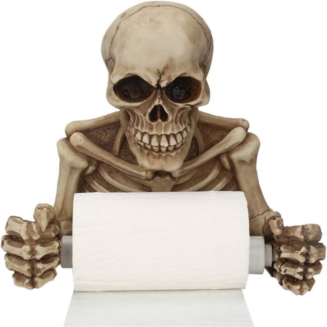 Skeleton Toilet Paper Holder Wall Mount Resin Gothic Bathroom Decor