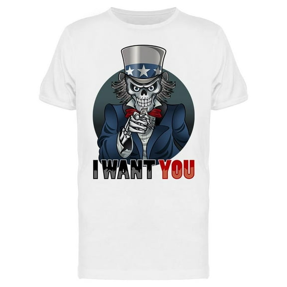 Skeleton Uncle Sam Pointing T-Shirt Men -Image by Shutterstock, Male Medium