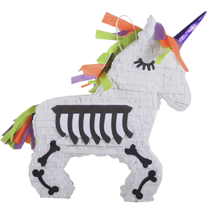 Skeleton Unicorn Halloween Pinata, White, 17in x 21in
